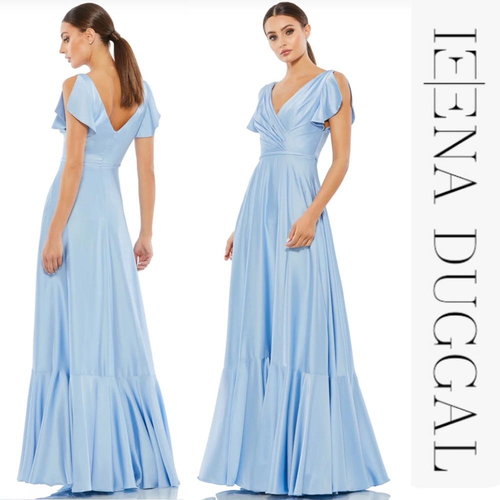 Ieena x Mac Duggal - Periwinkle  Satin A-Line Gown Size 16